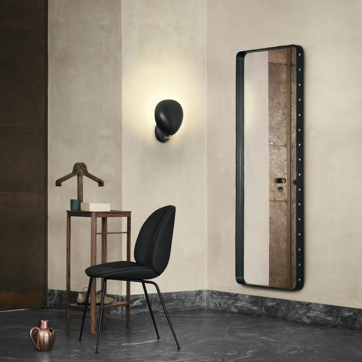 Adnet Rectangular Wall Mirror, black