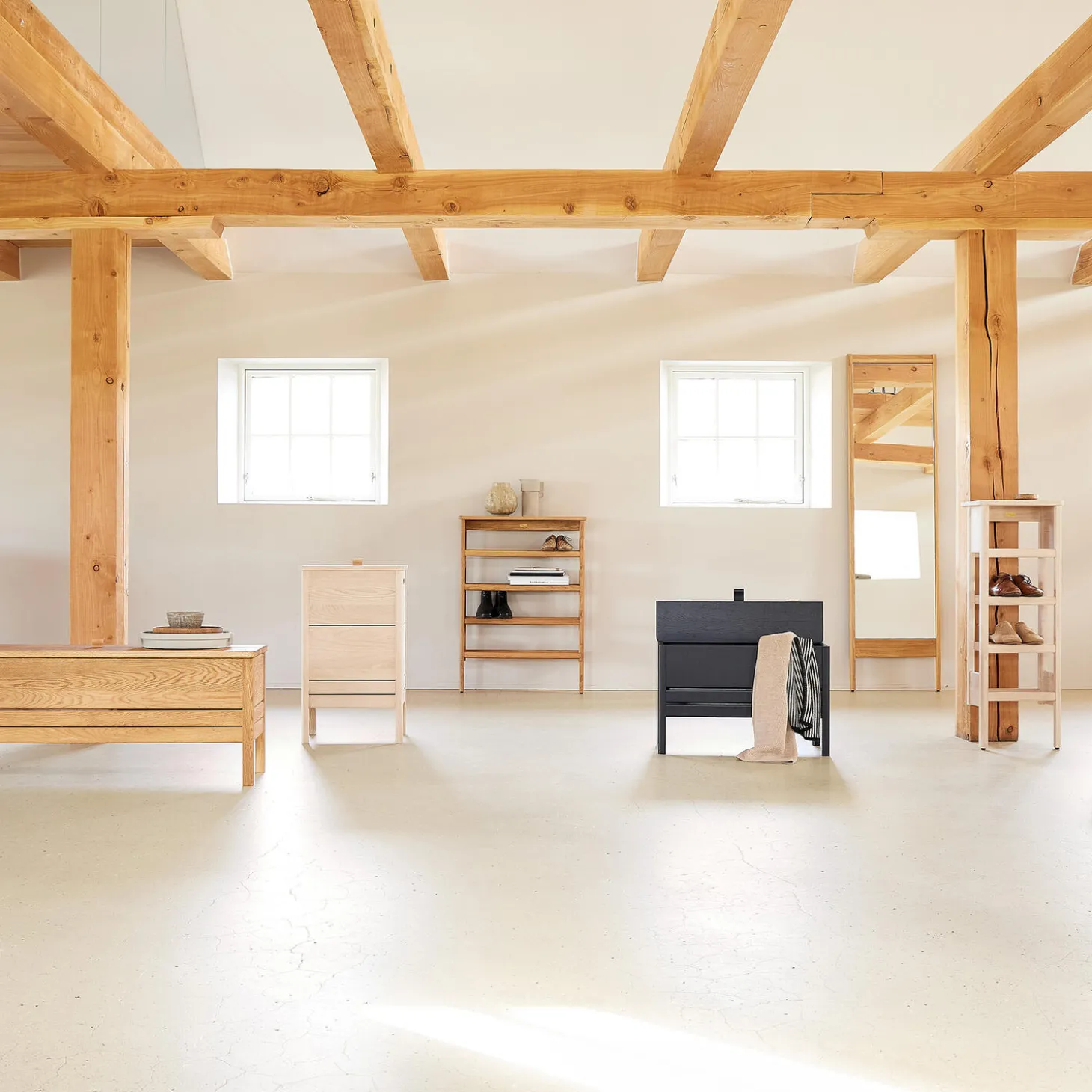 A Line Laundry Box, white oiled oak