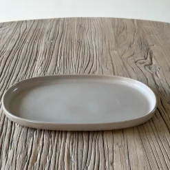 CAPRI Oval Tallerken, mat taupe