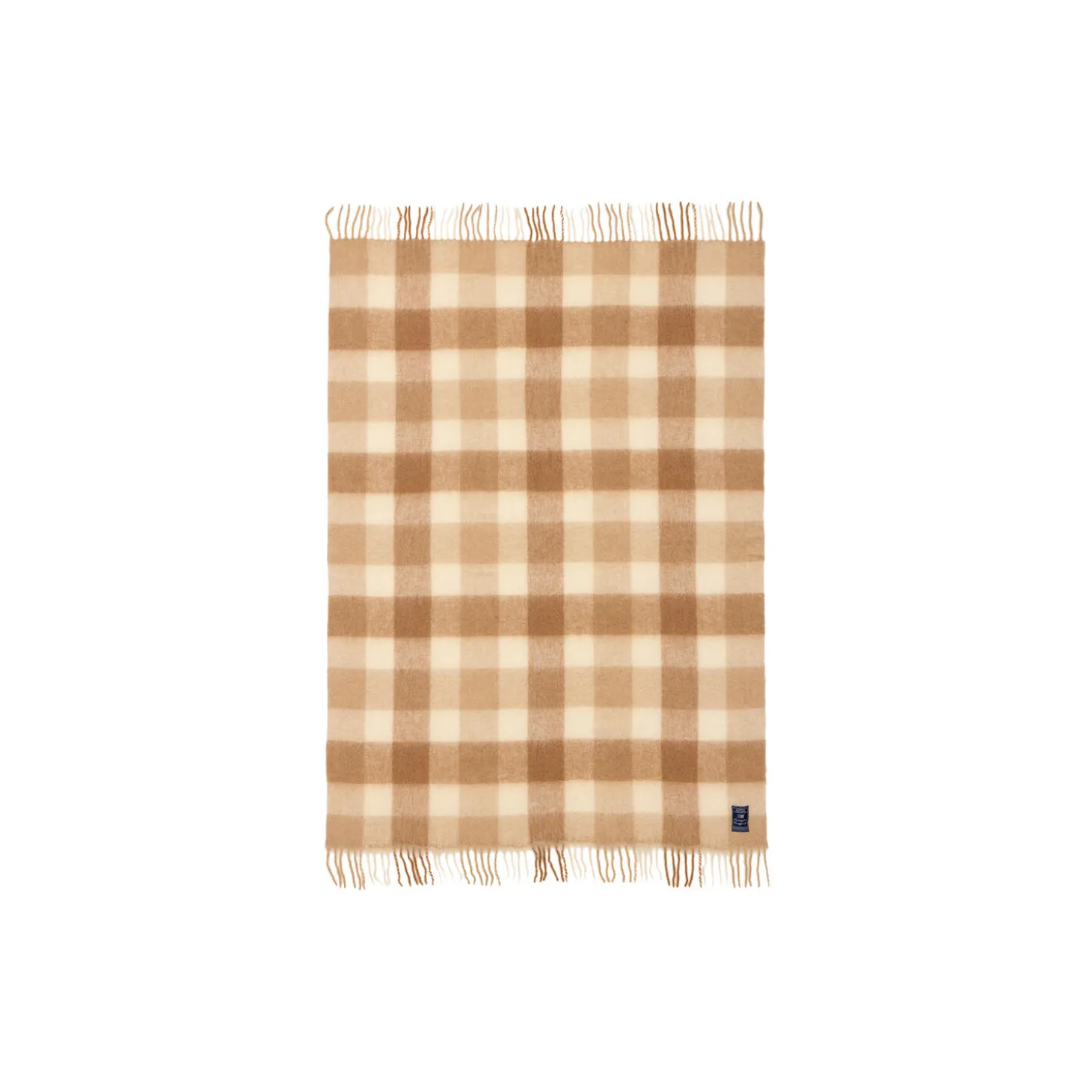 Checked Mohair Mix Throw, beige/white