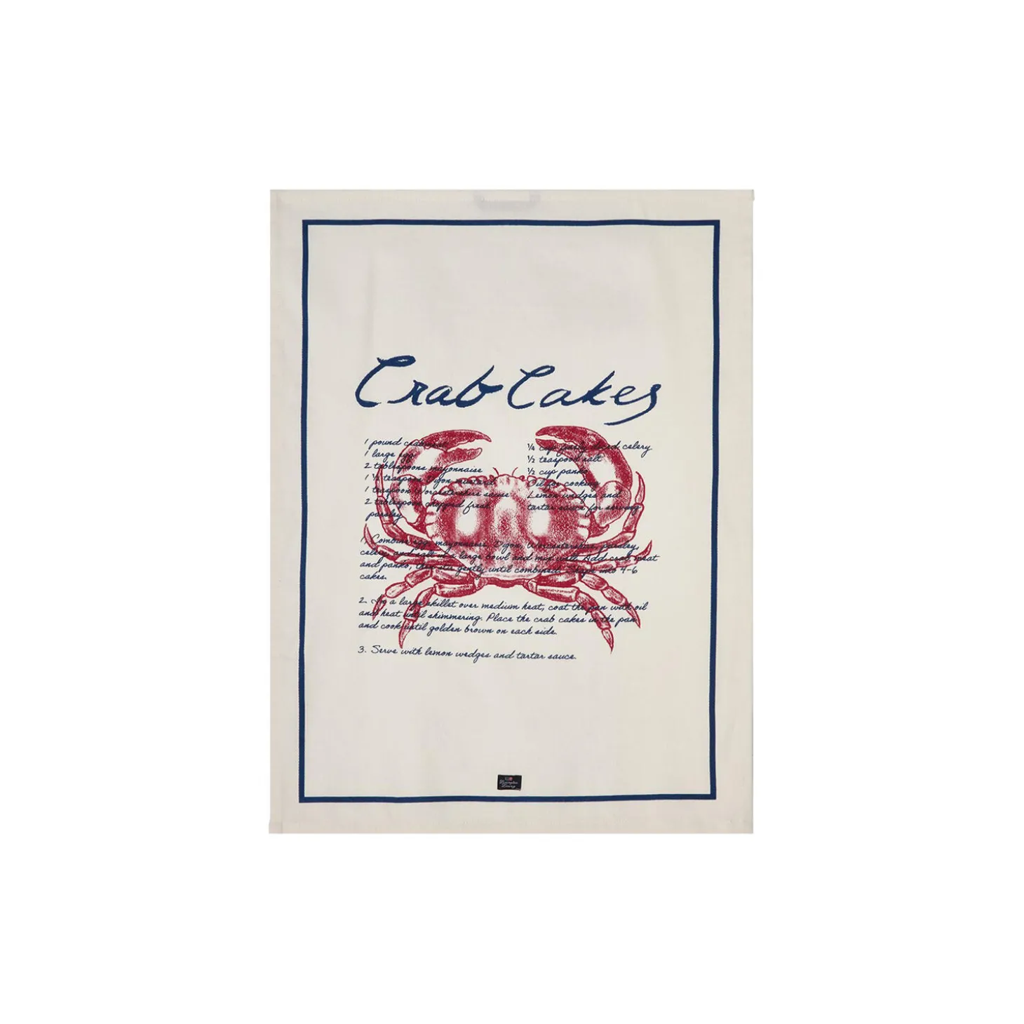 Crab Cakes-viskestykke i økologisk bomuldstwill, white/blue