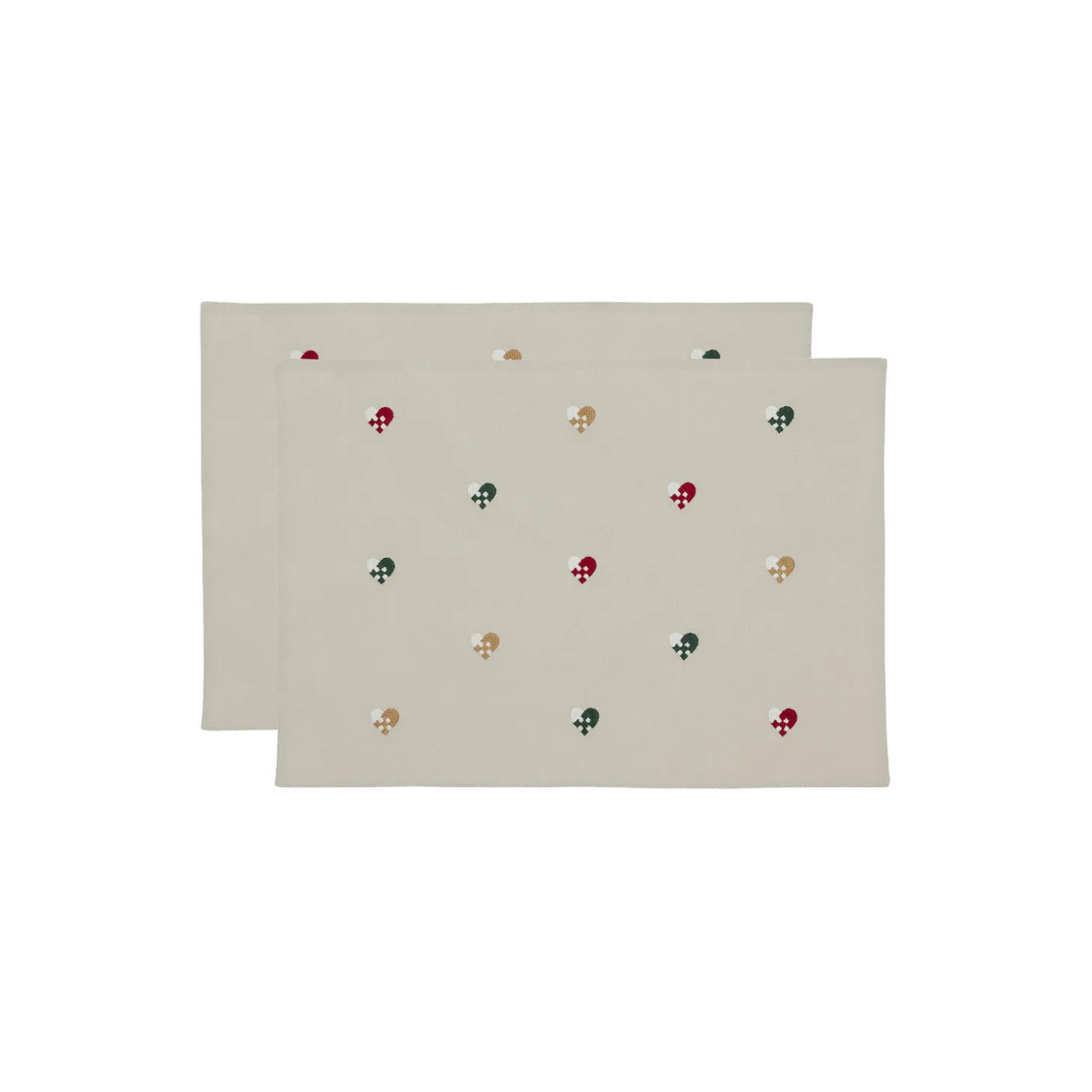 Dækkeserviet Christmas Hearts Embroidery 2-pk, red
