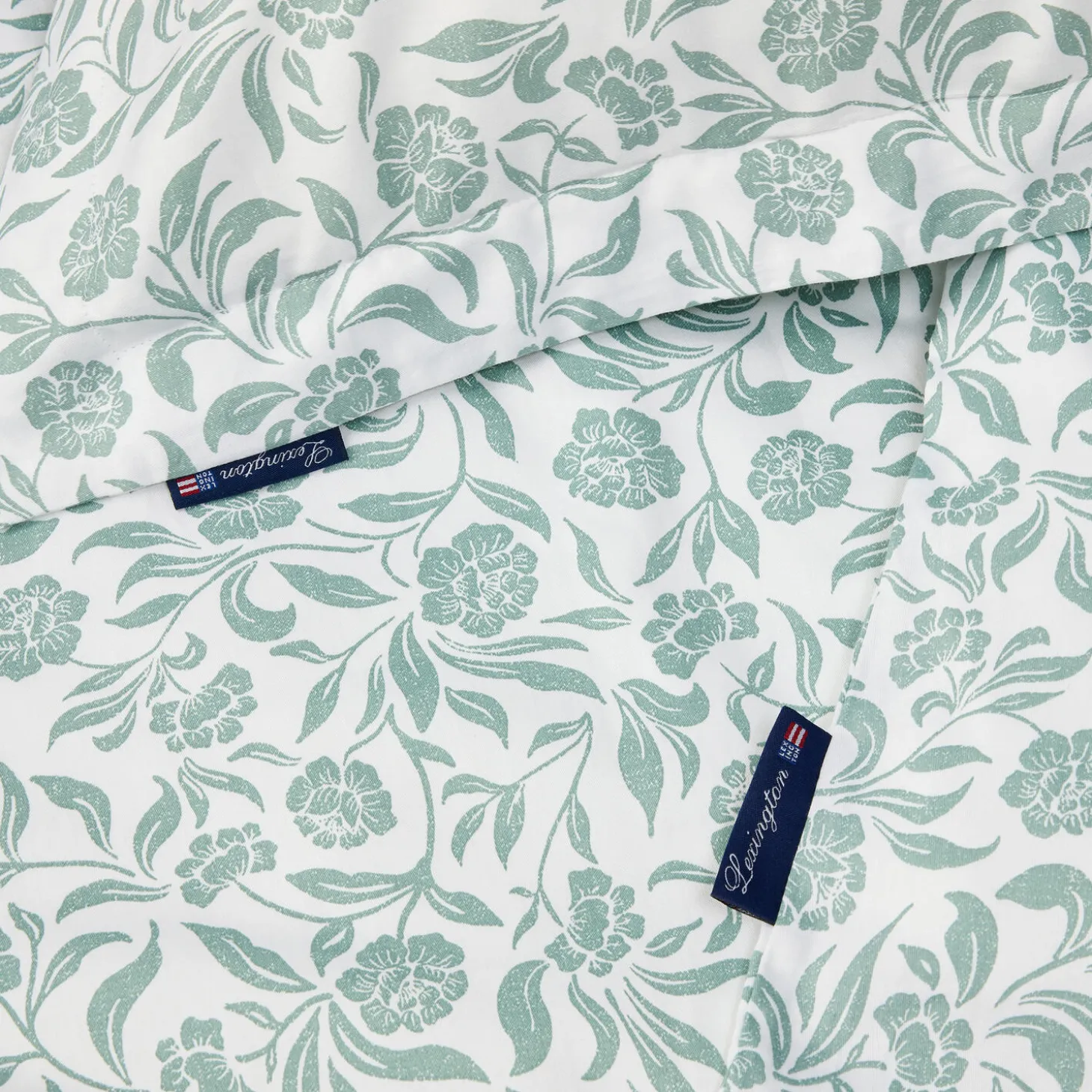Flowers Cotton Sateen Bed Set, white/eucalyptus