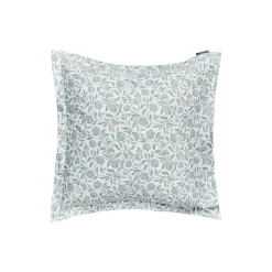 Flowers Cotton Sateen Pillowcase, white/eucalyptus