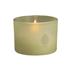 Glass Candle, light green leaf