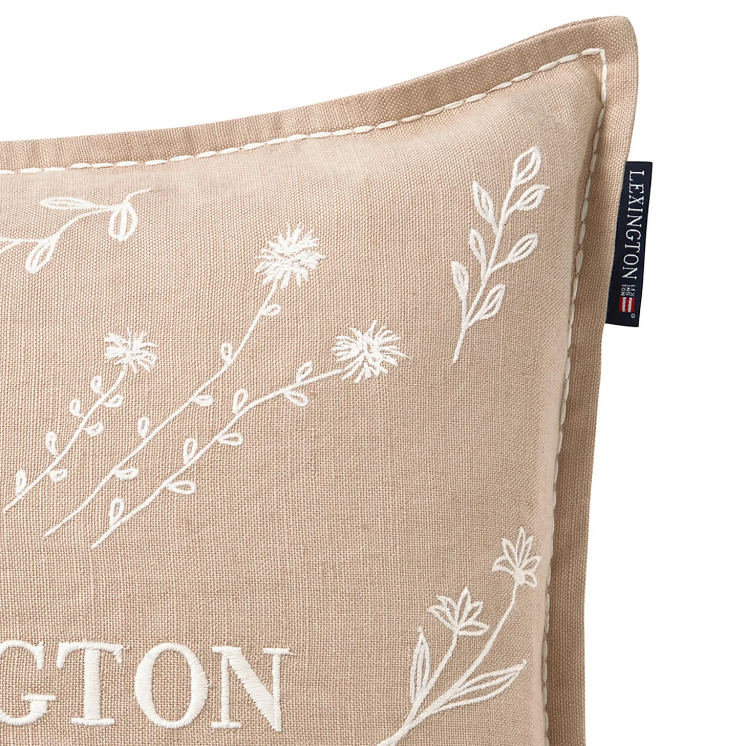 Herbarium Linen/Cotton Cushion Cover, beige/white