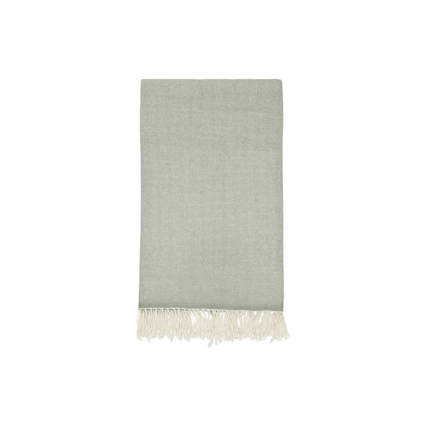 HERRINGBONE Throw, dusty green/white