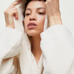 Hooded Bathrobe Terry, pure ecru