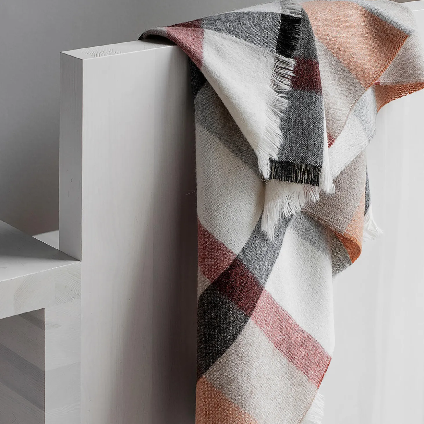 Intersection plaid, rusty red/white/grey