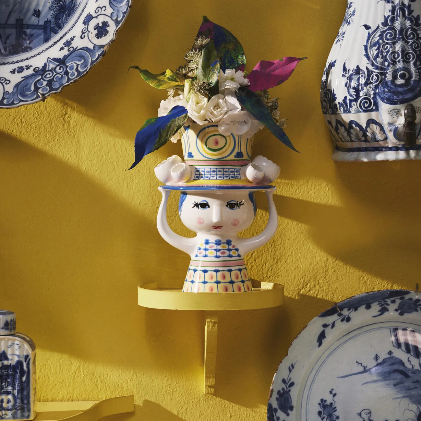 Lady with Hat vase, blå