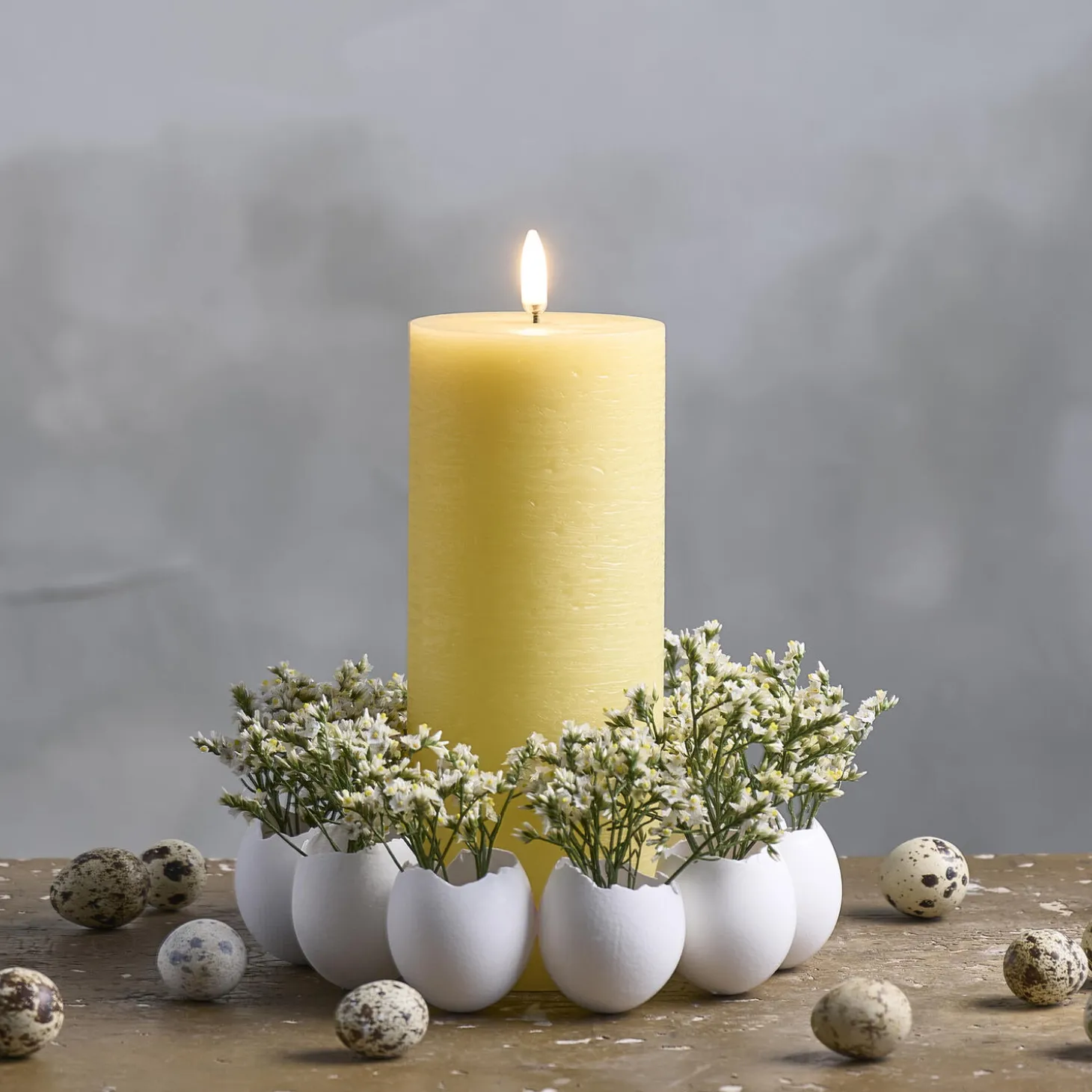 LED Pillar Candle 20 cm, wheat yellow