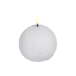 LED round candle, nordic white/glitter