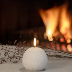 LED round candle, nordic white/glitter