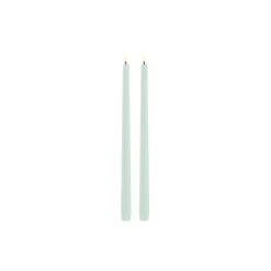 LED Slim Taper Candle 32 cm 2 pcs, dusty green