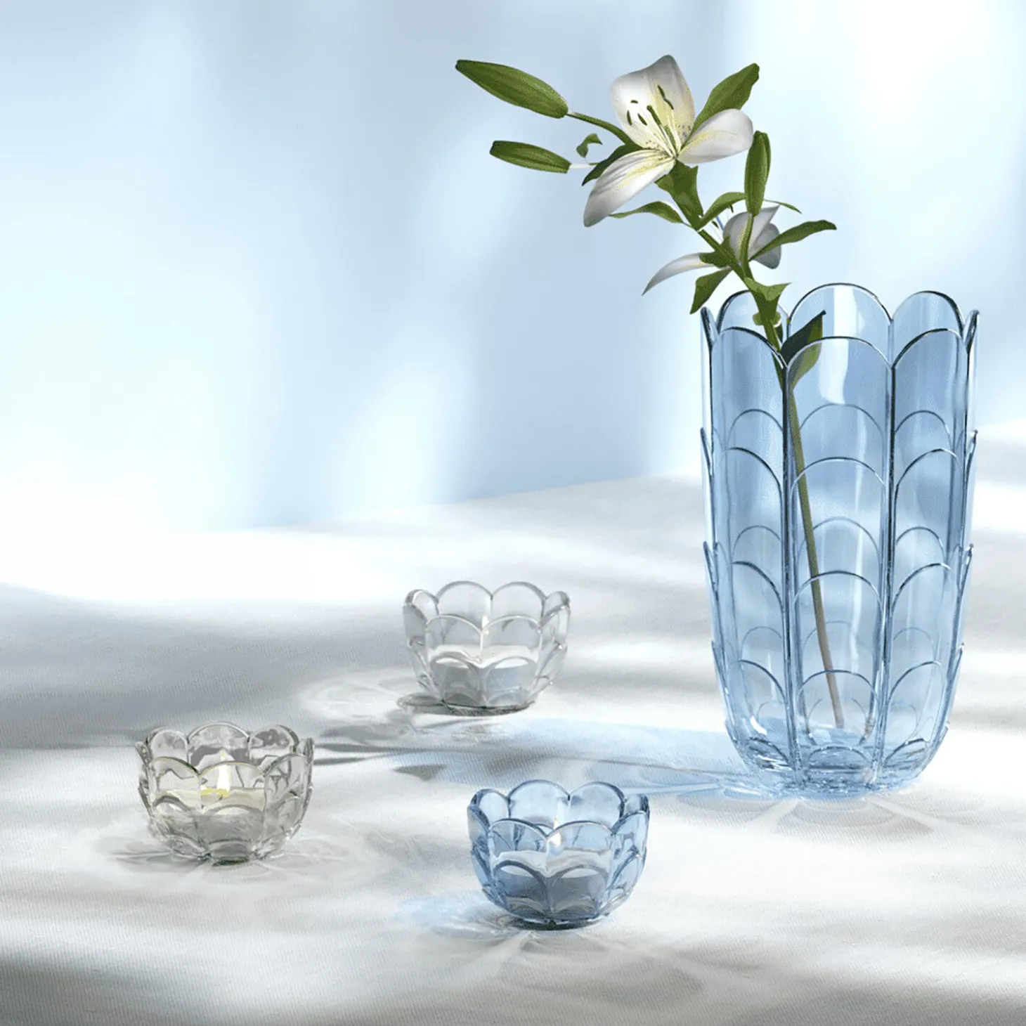 Lily fyrfadsstage, blue iris