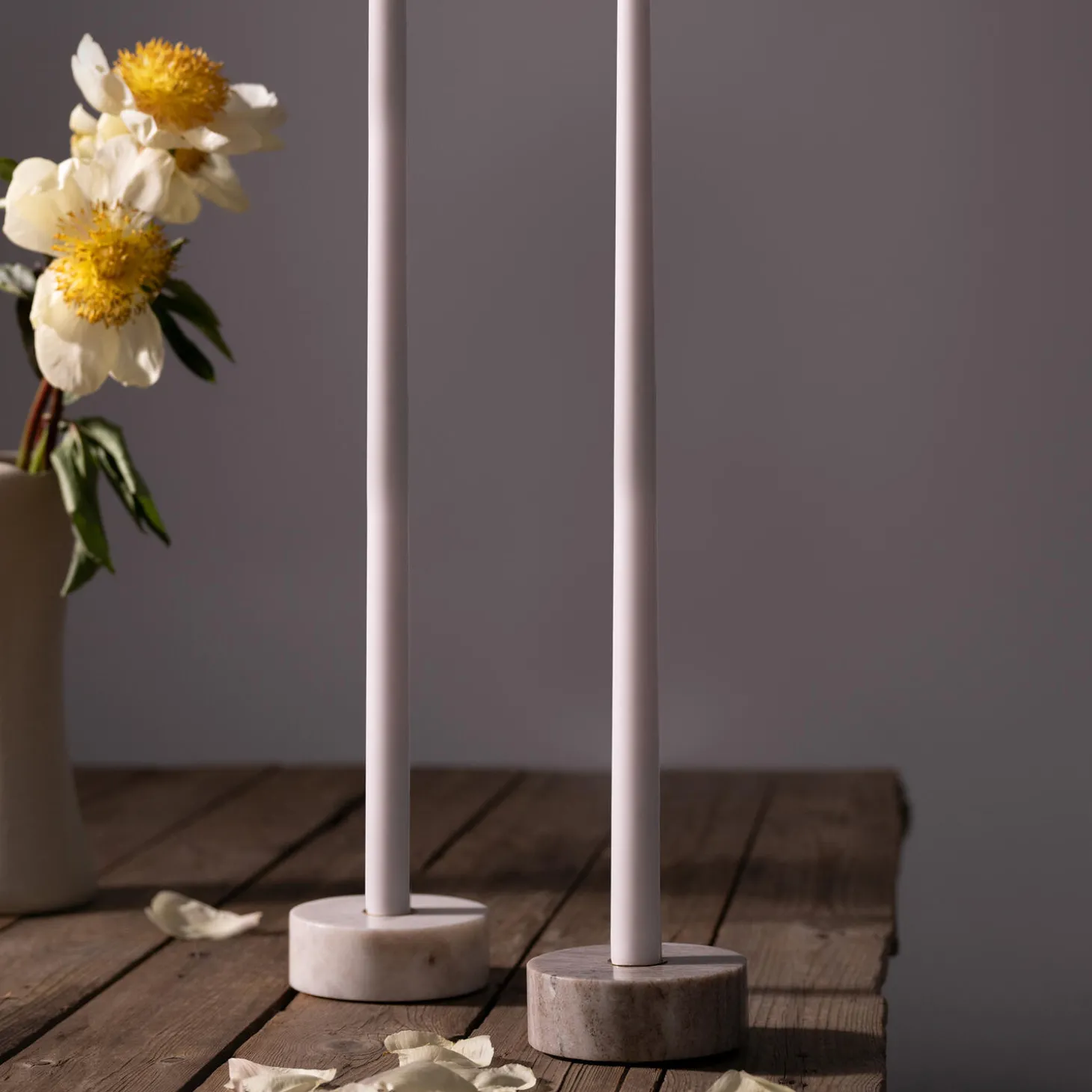 Marble base Candleholder, white