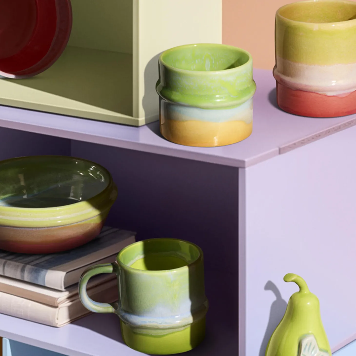 Poppery krus, apple green/mint/yellow