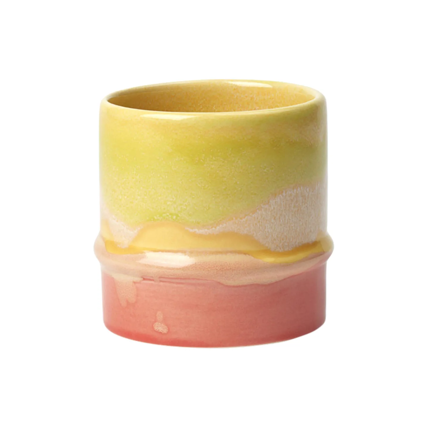 Poppery krus, yellow/apple green/pink