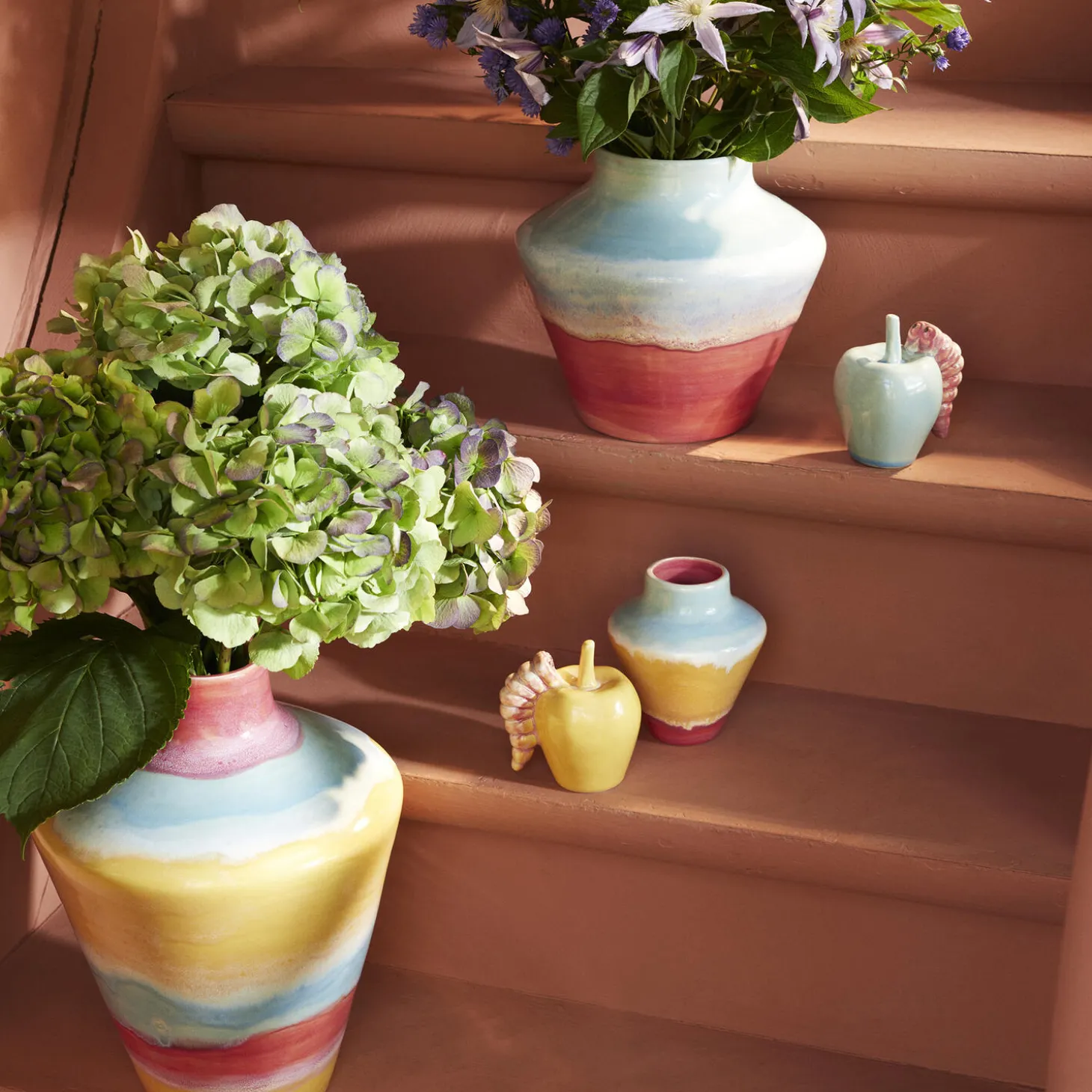 Poppery vase, pink/mint/gul