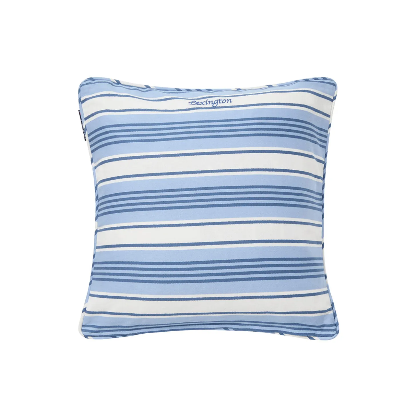 Striped Organic Cotton Twill Cushion Cover, blue/white