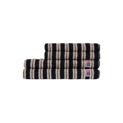 Striped Terry Towel, blackish navy/lt beige