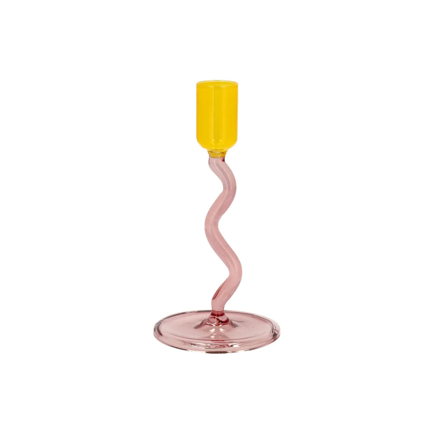 Styles glaslysestage, rose/yellow