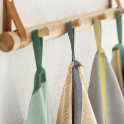 Tea towel herringbone twill 2 stk., taupe/green