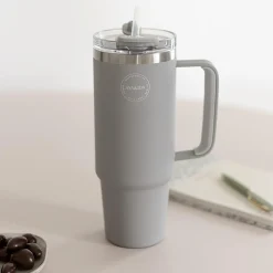 Thermo Cup With Straw, light grey