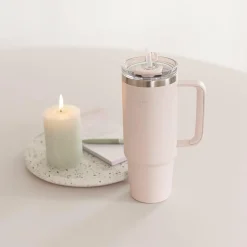 Thermo Cup With Straw, soft rose