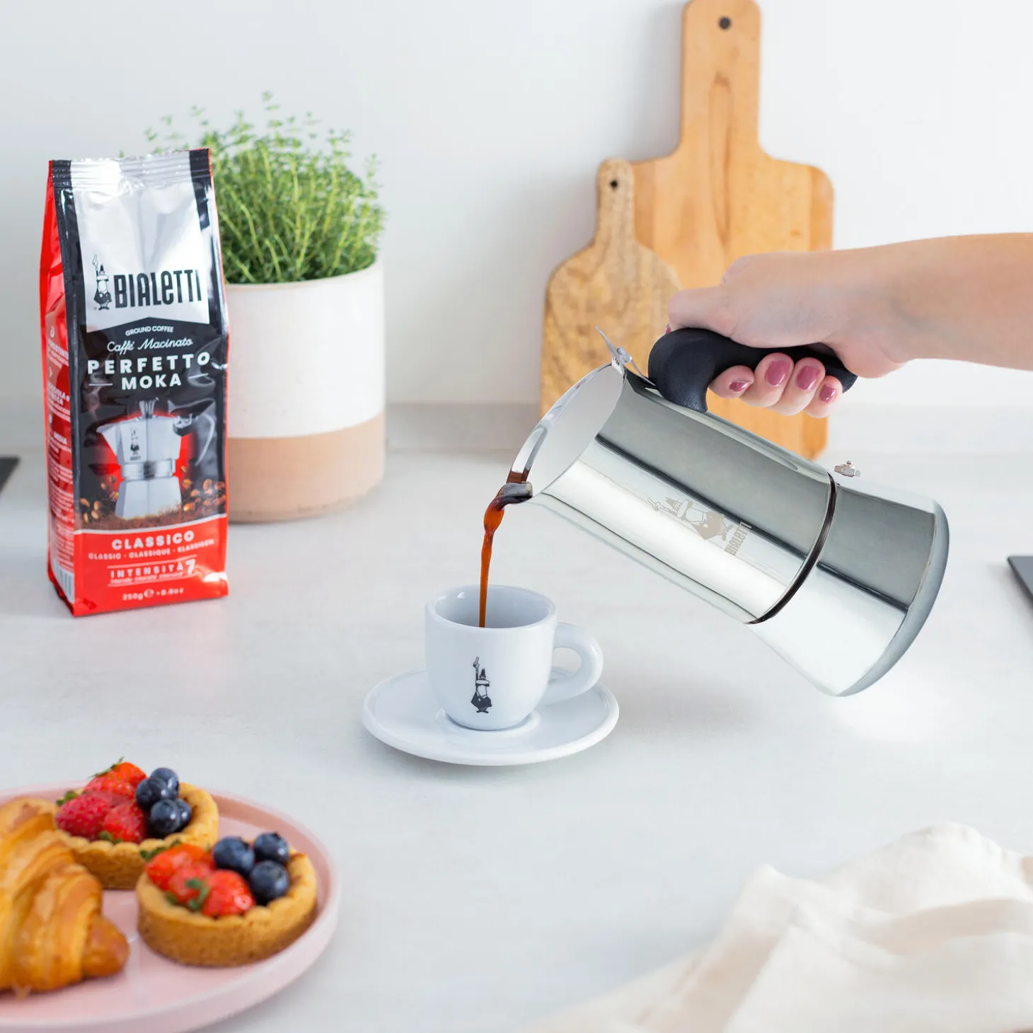 Venus espressokande 4 kopper, sølv