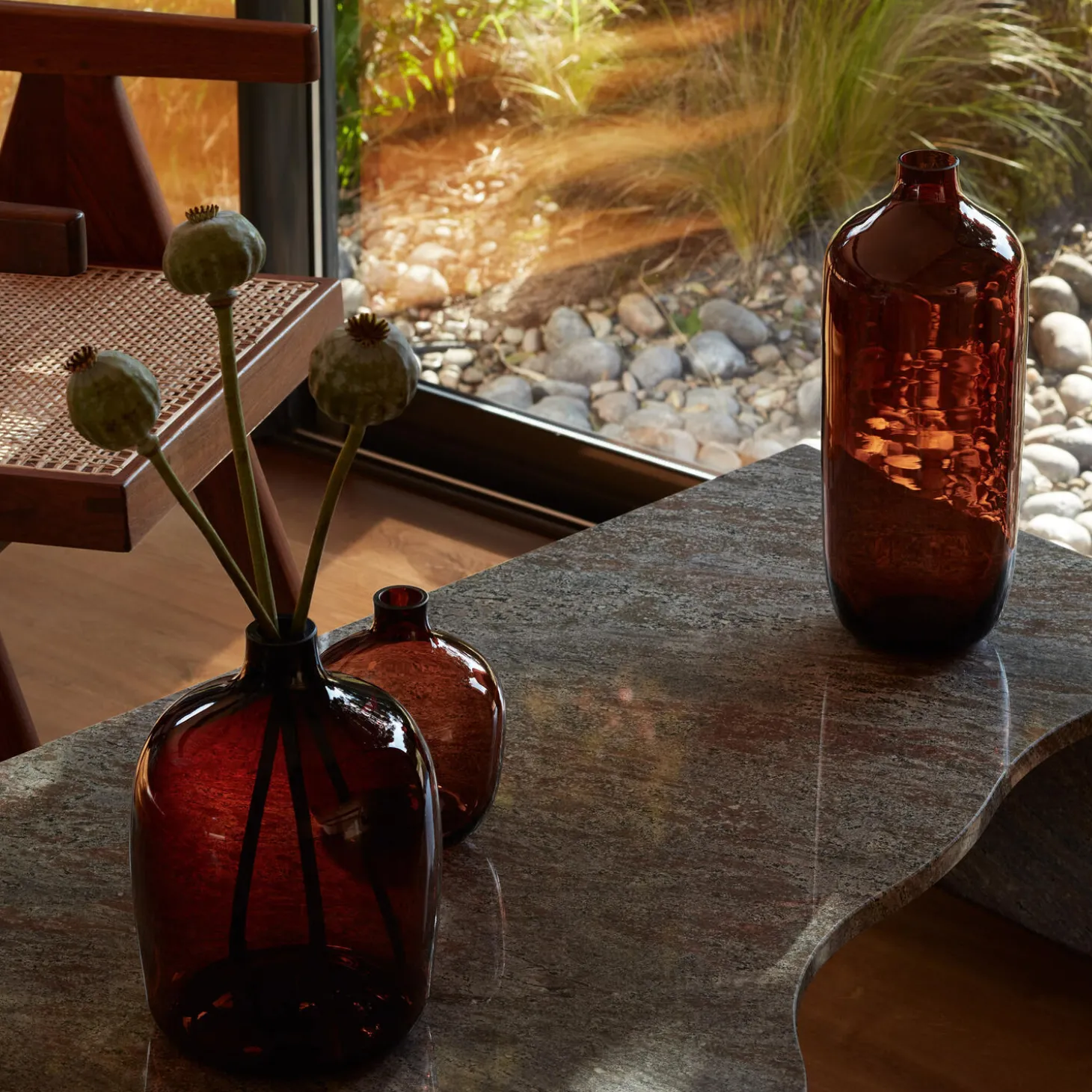 Vessel vase, brun/mocka